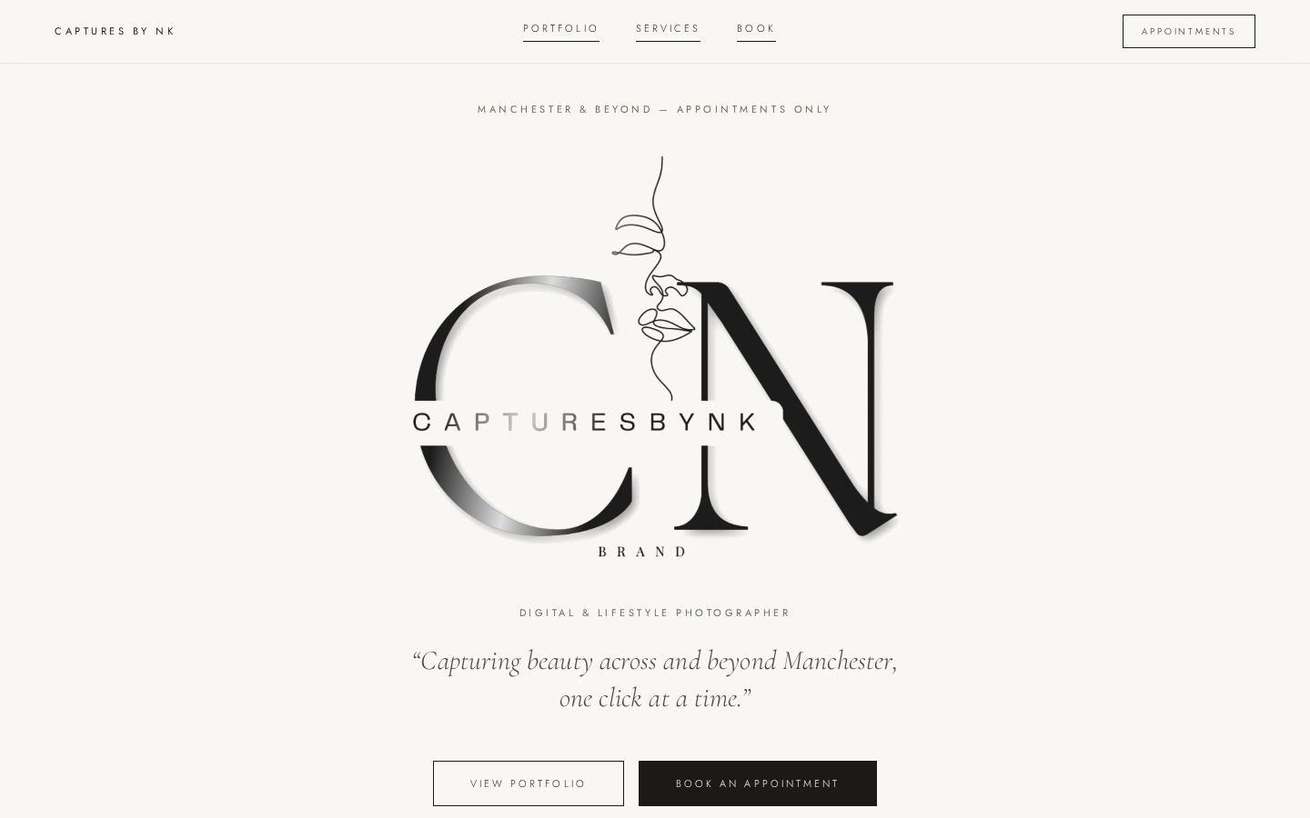 Captures by NK website concept homepage