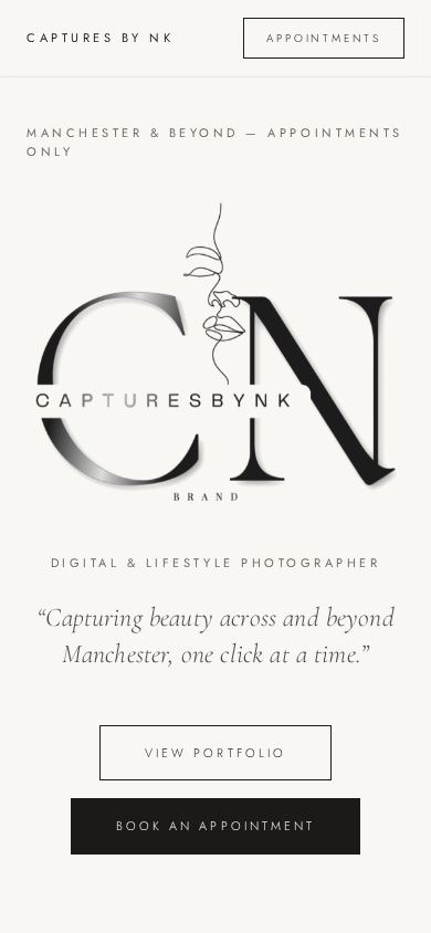 Captures by NK concept website shown on mobile