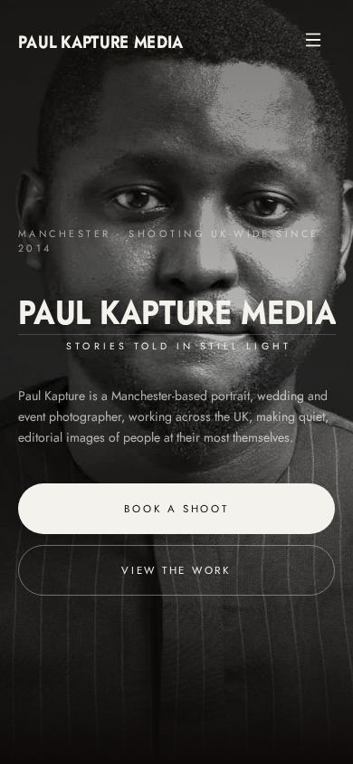 Paul Kapture Media concept website shown on mobile