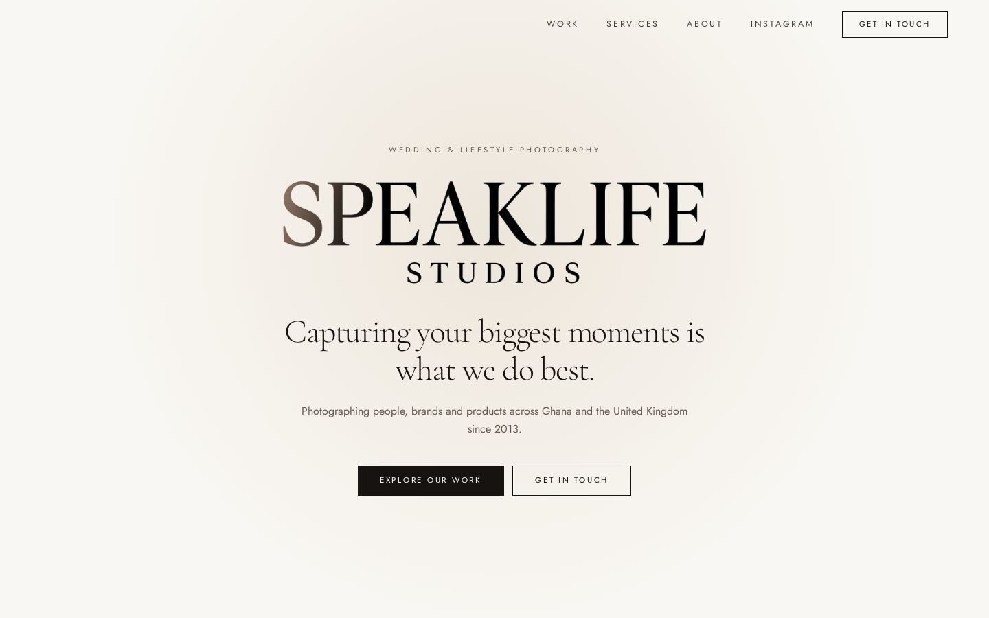 Speak Life Studios website concept homepage