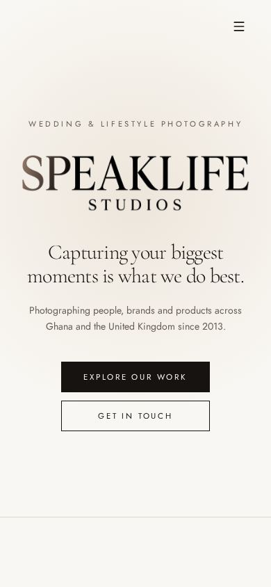 Speak Life Studios concept website shown on mobile