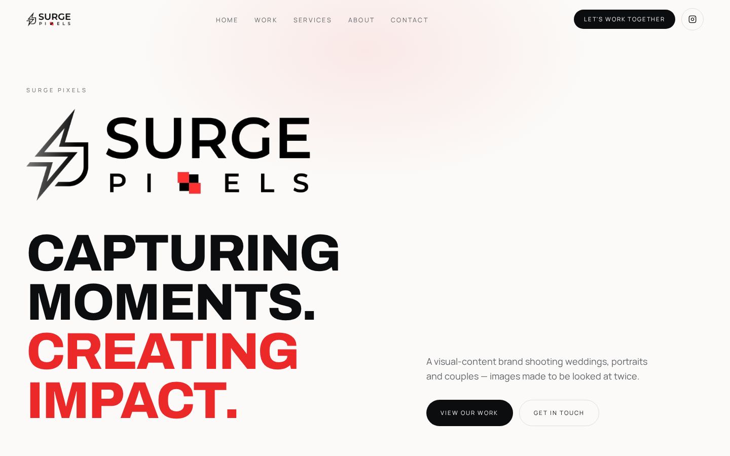 Surge Pixels website concept homepage